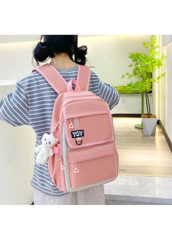 Шкільний набір 5 в 1 рюкзак, сумка-шопер, пенал, сумочка-клатч через плече, сумочка-мішечок рожевий 1309 No Brand (362475097)