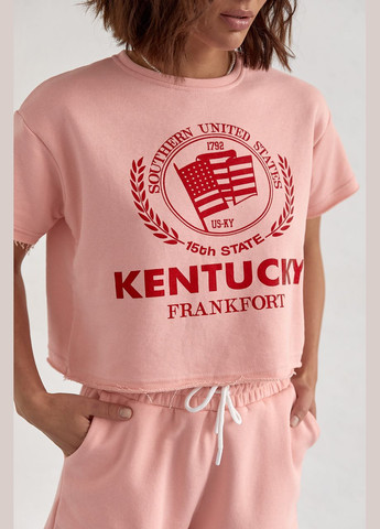 Женский спортивный комплект со шортами и футболкой - бежевый цвет, L (sku_9295) No Brand (315391022)