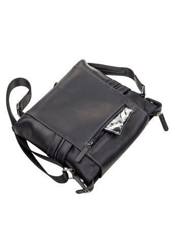 Чоловіча шкіряна сумка через плече місткий месенджер із натуральної шкіри чорний 25*28*6 см Shvigel (329149793)