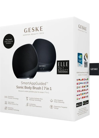 Ультразвукова щітка для тіла та інтенсивний пілінг Sonic Body Brush & Intensive Exfoliator 7 в 1, black GESKE (386485599)