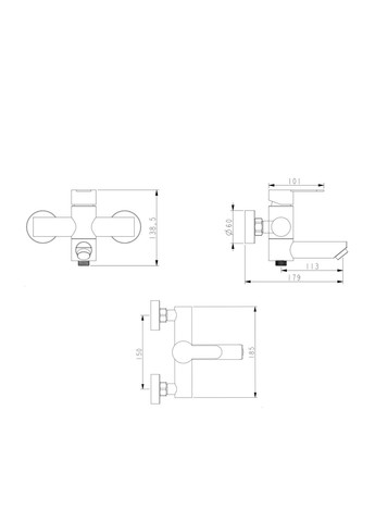 Змішувач для ванни Pure з поворотним виливом (з душовим гарнітуром) Graphite BRIPUR006GRP Brinex 006 (351898388)