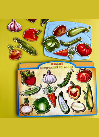 Дерев'яний пазл-вкладиш "Овочі зовні та всередині" Ubumblebees (ПСД194) PSD194 No Brand (321964072)