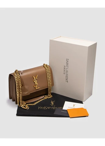 Сумка SAINT LAURENT Medium Sunset in Smooth Leather Brown / Gold Ив Сен-Лоран No Brand (377507823)