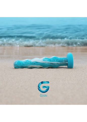 Скляний дилдо Ocean Flow, великі намистини, силіконова основа Gildo (292803233)