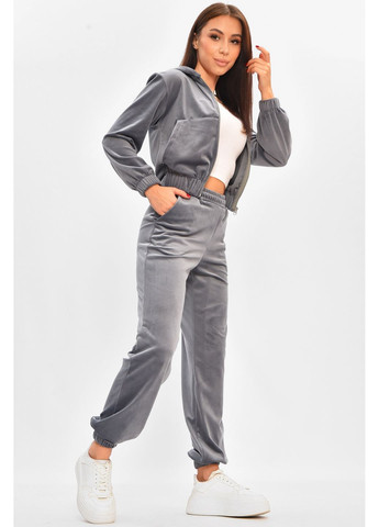 Спортивний костюм жіночий однотонний темно-сірого кольору Let's Shop (368823997)