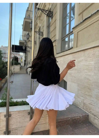 Белая мини юбка с шортами и клиньями принт No Brand