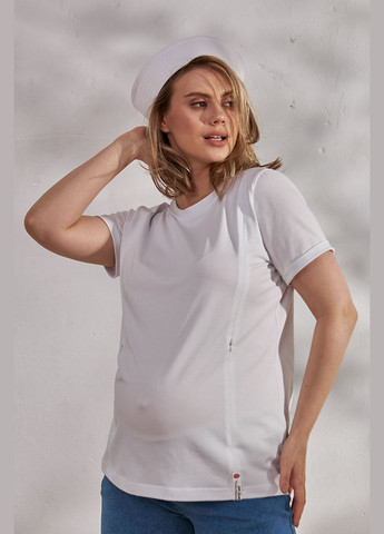 Удобная белая футболка для беременных и кормящих с секретом кормления Юла мама - (294720244)