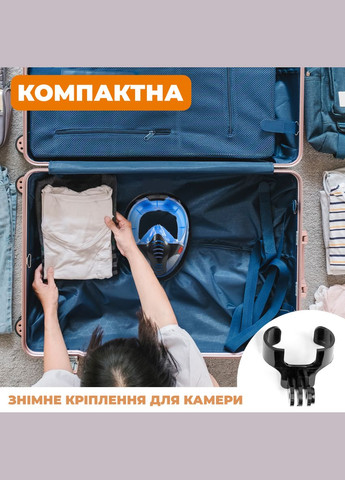 Маска для плаванья S/M 5.0 Double Полнолицевая панорамная Снорклинг Маска на все лицо для купания ныряния 4 клапана И VelaSport (275995228)