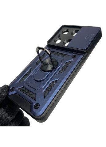 Чохол для POCO M6 Pro броньований чоловічий з кільцем зі шторкою на сяомі поко м6 про темно-синій rg1 Xiaomi (366023371)