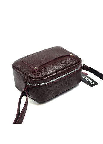 Кожаная женская маленькая сумка бордового цвета через плечо Serebro (278634436)