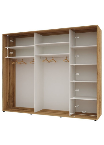 Шафа-купе тридверна 260*60*220 см Дуб золотий 3 двері ДСП Стандарт Комфорт Меблі (360478582)