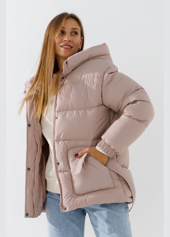 Светло-бежевая демисезонная куртка однотонная женская wbc02420 светло-бежевый shop (2000990830302) LAWA