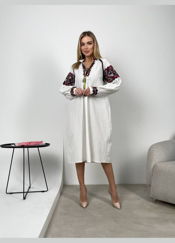 Молочний зимній жіноча вишита сукня сила ESQ 5208