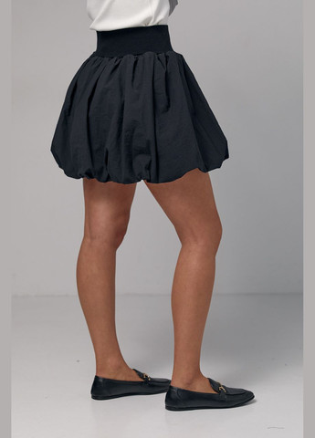 Черная повседневная, вечерний однотонная пышная юбка мини с широким поясом Liton