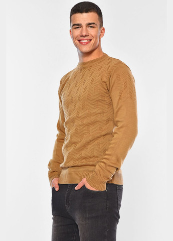 Коричневый демисезонный свитер мужской однотонный коричневого цвета пуловер Let's Shop