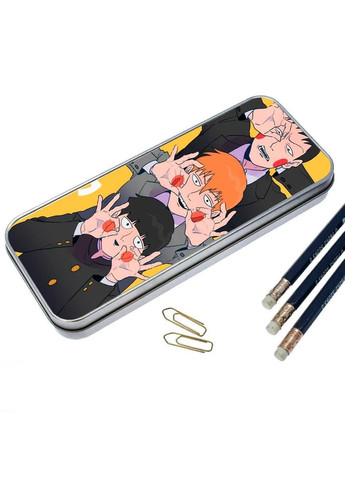 Органайзер для канцелярського приладдя металевий, кейс для дрібниць Моб Психо #004 7*18 см Silver No Brand (309153770)