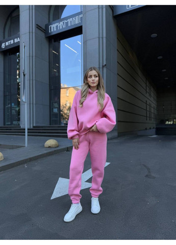 Жіночий теплий костюм з капюшоном рожевого кольору 34515 No Brand (360582753)