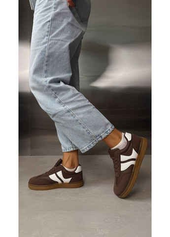 Коричневые кроссовки кеды женские коричневые (2123) No Brand