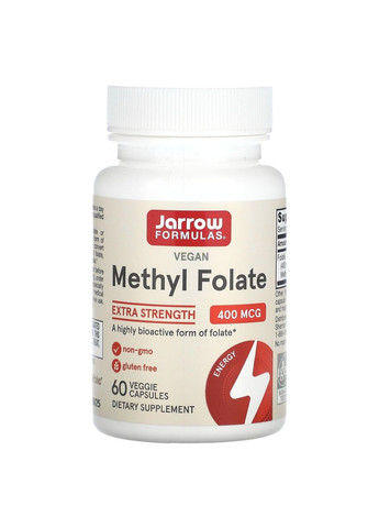 Метилфолат 400 мкг Methyl Folate высокая биодоступность 60 капсул Jarrow Formulas (265220505)
