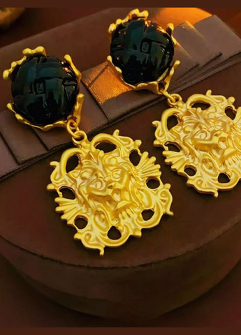 Серьги-подвески Золотой лев No Brand (302312013)