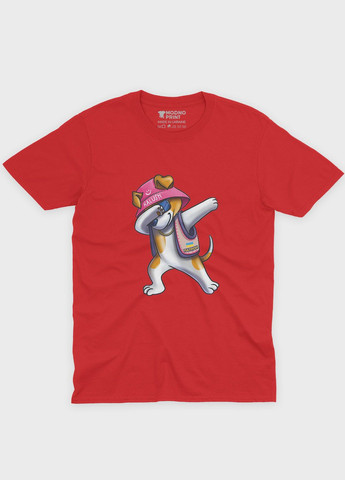 Червона демісезонна футболка для хлопчика з патріотичним принтом пес патрон (ts001-3-sre-005-1-083-b) Modno