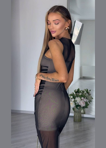 Черное вечернее женское платье макси силуэтная Avanti однотонное