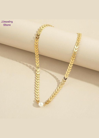 Жіночий кольє чокер із перлиною медична сталь, колір золото No Brand (311222736)