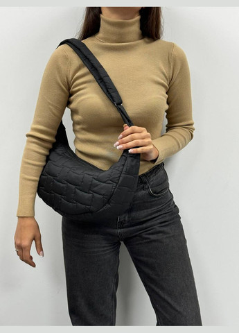 Женская молодежная сумка сумочка багет из плащевки черная серая No Brand (315040745)