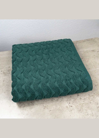 GM Textile махровое банное полотенце жаккардовое волна 100х150см 500г/м2 () зеленый производство -