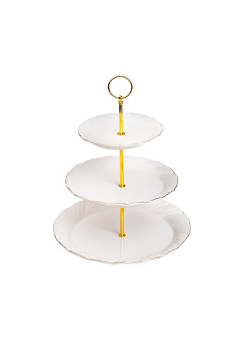 Етажерка для фруктів і десертів 3-ярусна порцелянова біла HP-7-731 Yiwu (370801635)