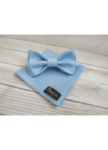 Краватка метелик блакитна однотонна з нагрудною хустинкою Major Style (366036894)