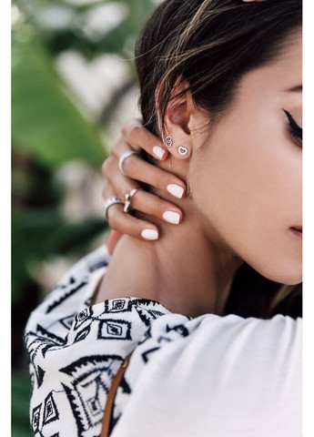 Срібні сережки кульчики Пандора "Сяюче серце з кульками" 290528CZ Kabluchka (355346487)