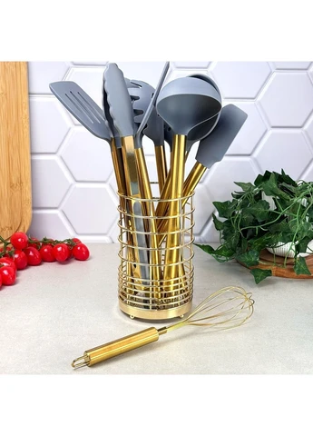 Набір кухонного приладдя 12 предметів силікон золото-сірий 4169 Kitchen Art (334011017)