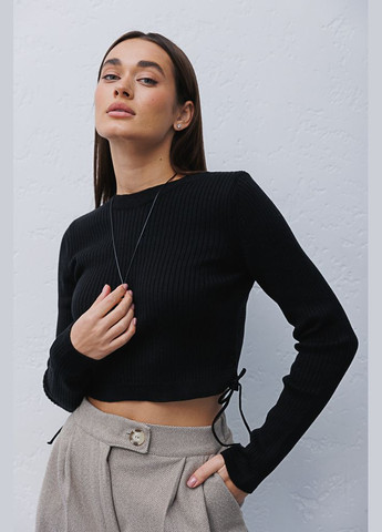 Вязаный кроп-топ с длинными рукавами и завязками по бокам Arjen (289842923)
