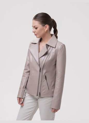 Світло-бежева демісезонна жіноча шкіряна куртка весна Fabio Monti