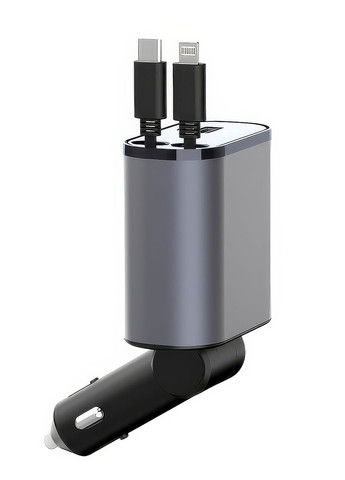 Автомобільний зарядний пристрій 60 Вт 4 в 1 з надшвидкою зарядкою Type-C + Lightning CC13-TL Black UFT (316634770)