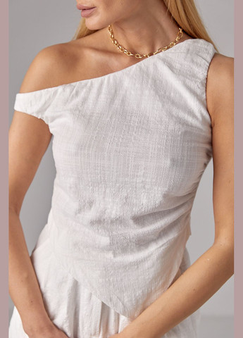 Жіночий лляний костюм із шортами та асиметричним топом Lurex (296471304)