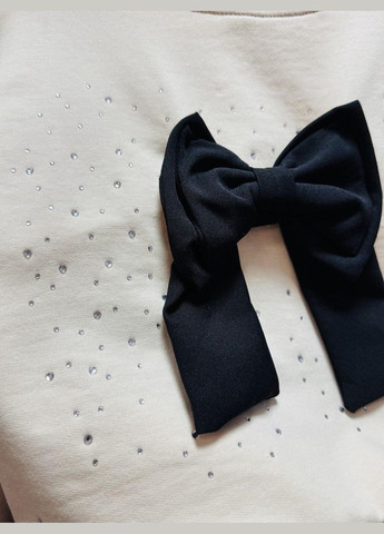 Бежевий демісезонний костюм дитячий зі спідницею, комплект на дівчинку з бантом No Brand