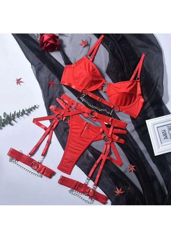 Красный демисезонный кружевной комплект с поясом. женский комплект белья для страстных чувств. нижнее женское белье для бдсм No Brand