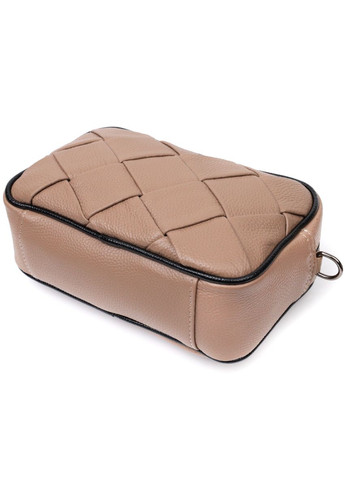 Шкіряна сумка через плече з плетінням жіноча 22409 Бежева Vintage (302007958)