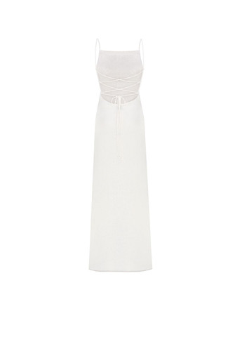 Молочное платье макси с открытой спиной xxs-xs черный 2027-1 Papaya