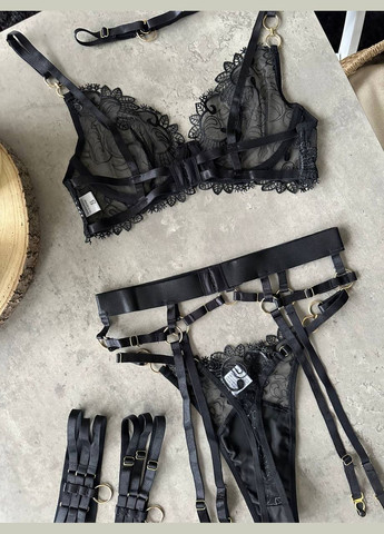 Чорний демісезонний комплект білизни No Brand