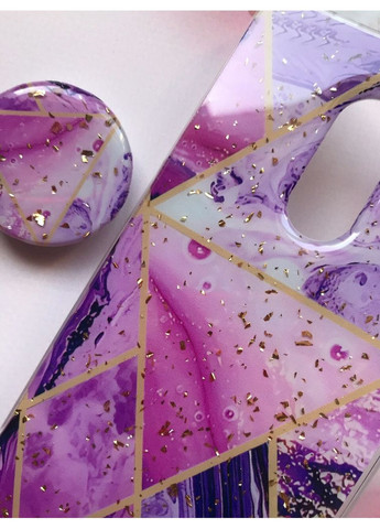 Мраморный силиконовый чехол с блёстками в комплекте с держателем для Xiaomi Redmi Note 4 / Note 4X Сиреневый Creative (359494213)