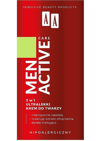 Ультралегкий крем для лица 3 в 1 Cosmetics Men Active Care 50ml (1198117-132644) AA (368643149)