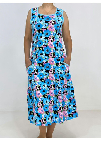 Сарафан літній кулір з кишенями Pars 56-58 Блакитний (17096819-3) Triko (337342721)