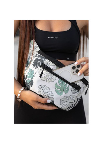 Велика жіноча сумка на пояс бананка Tirso Max принт "Leaves" Sambag (355245845)