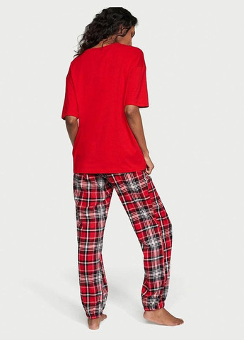 Червона всесезон піжама (футболка + штани) flannel jogger teejama s червона Victoria's Secret