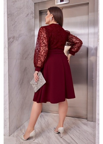 Бордовое праздничный элегантное женское платье клеш No Brand