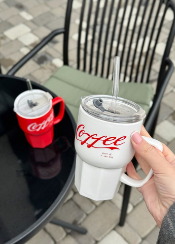 Набір чашок з кришкою та соломинкою 2шт 400мл No Brand (332055963)