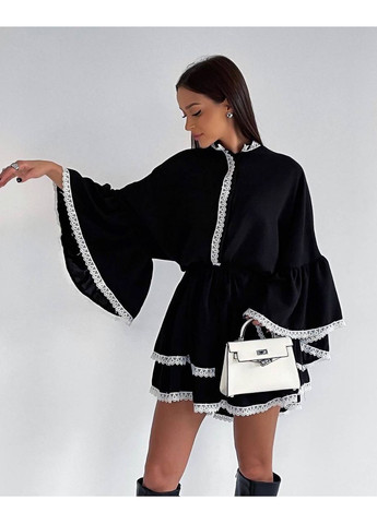 Черное деловое, кэжуал платье No Brand однотонное